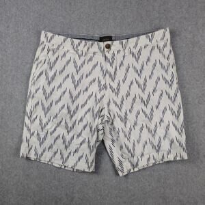 Jachs Shorts Mens Size 34 Bleecker Fit Flat Front Chino Navy Zig Zag Pattern